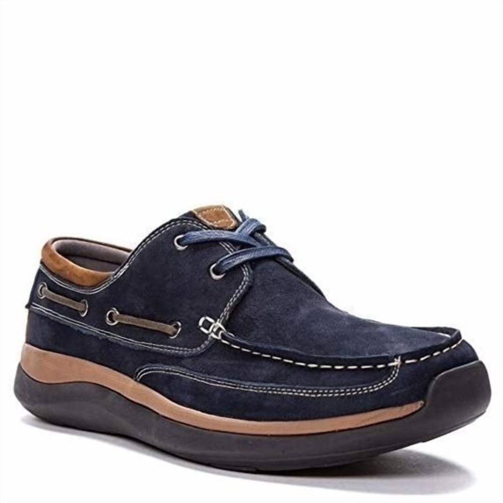 Propet Moccasin Pomeroy Men's Nubuck Boat 16 X-Wide US Slip-On Moc Toe Navy Blue